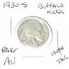Image 1 : 1930-S BUFFALO NICKEL RARE HORN & TAIL *RARE AU HIGH GRADE*!!