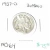 Image 1 : 1937-D BUFFALO NICKEL *RARE MS-64 HIGH GRADE*!!
