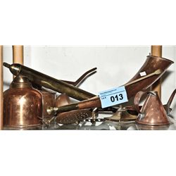 Shelf lot of copper wares