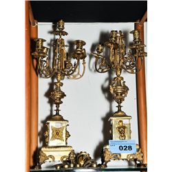 Pair of brass candlabras