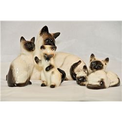 Lot of 4 Beswick and gobul siamese cat figurines