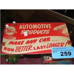 Whiz automotive products tin advertisment sign