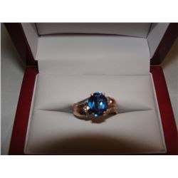 14kt gold blue spinal and diamond ring