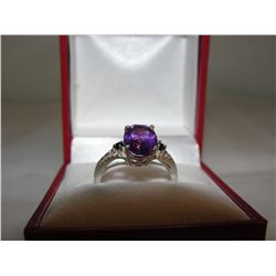 Amethyst and diamond ring