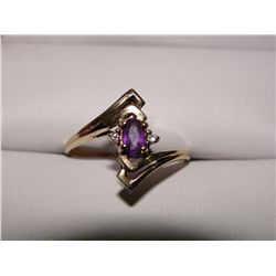 10k gold amethyst and diamond ring