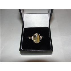 Yellow quartz diamond ring