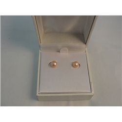 10k gold pink pearl earrings. new
