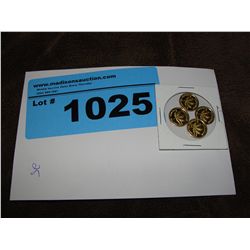 4x 24k gold and silver maple leaf coins