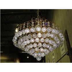 Hanging brass and crystal chandalier