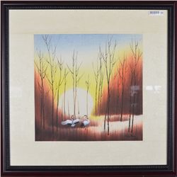 Framed Chinese Watercolour Painting Dated 1983