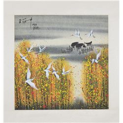 Chinese Watercolour Painting on Paper Dated 1986