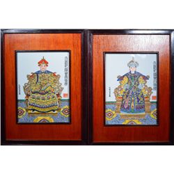 Pair Guangxu Enameled Porcelain Plaques (1888)