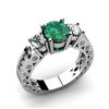 Image 2 : Genuine Emerald (Beryl) 2.0 ctw & Diamond Ring 14K