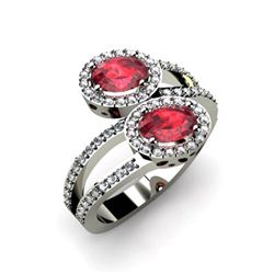 Ruby 1.53 ctw & Diamond Ring 14kt W/Y  Gold