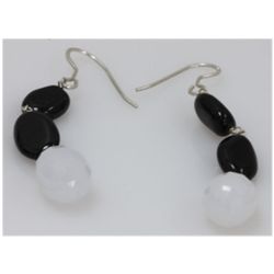 NATURAL 34.65 CTW BLACKONEX, SEMIPRECIOUS EARRINGS .925