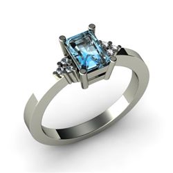 Genuine 0.56 ctw Aqua Marine Diamond Ring 14k