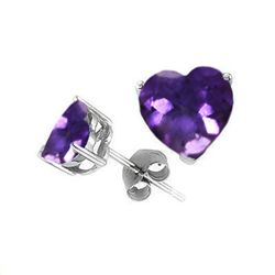 Natural 2.10 ctw Amethyst Heart Earrings .925 Sterling