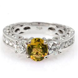 Genuine Citrine 1.99 ctw & Diamond Ring 14KTGold 6.75