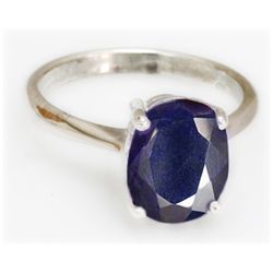 Natural 4.5 ctw Sapphire Oval .925 Sterling Silver Ring