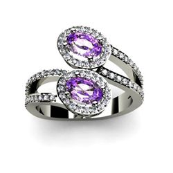 Amethyst 1.23 ctw & Diamond Ring 14kt W/Y  Gold