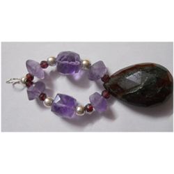 Natural 57.40ct Amethyst/Garnet/Ruby Bracelet .925 Ster