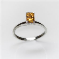 Natural 4.40 ctw Citrine Emerald Cut .925 Sterling Ring