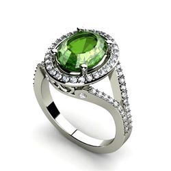 Tourmaline 3.48 ctw & Diamond Ring 14kt W/Y  Gold