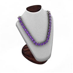 Amethyst 14.4 ctw Round Necklace 14kt W/Y Gold