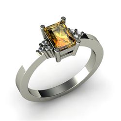 Genuine 0.61 ctw Citrine Diamond Ring 14k