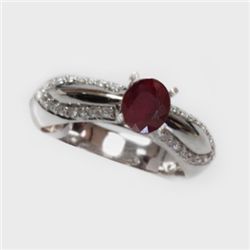 Natural 1.86 ct 5.17g Ruby & Diamond 14k WG Ring