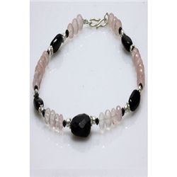 Natural 90.00ct Blackonex,Semi Precious Bracelet .925 S