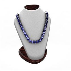 Sapphire 24.48 ctw Round Necklace 14kt W/Y Gold