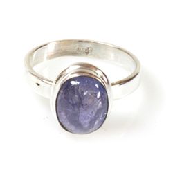 Natural Tanzanite 4.09g Oval Ring  .925 Sterling Silver