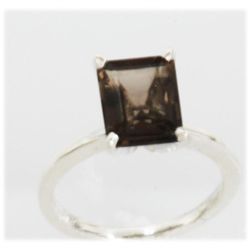 Natural 2.76 ctw Smokey Topaz 10x8 Ring .925 Sterling