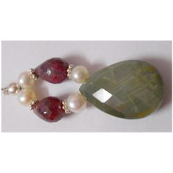 Natural 34.85ct Pearl/Ruby/Semi Precious Pendant .925 S