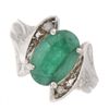 Image 1 : Genuine Emerald (Beryl) 1.50 ctw & Diamond Ring 14K