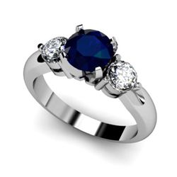 Genuine 1.75 ctw Sapphire Diamond Ring W/Y Gold 14kt