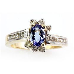 Genuine Tanzanite (Zoisite) 1.31 ctw  Diamond Ring 14k