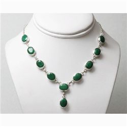 Natural 125.55ctw Emerald Necklace .925 Sterling Silver