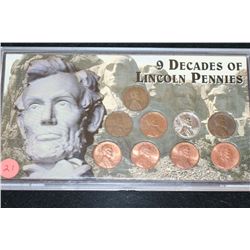Nine Decades of Lincoln Pennies; 1919-1994; Lot of 9