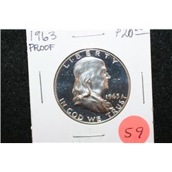 1963 Ben Franklin Half Dollar; Proof