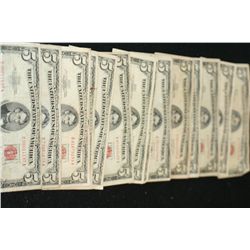 1953-A & 1963 United States "Experienced" Note $5 ; Red Seal; Lot of 20