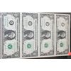 Image 1 : 2003-A US Federal Reserve Note $2; Chicago IL Reserve; Lot of 4; Uncut Bills