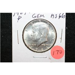 1964 Kennedy Half Dollar; Gem; Silver