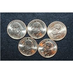 2007 US George Washington Presidential $1 Coin; Lot of 5