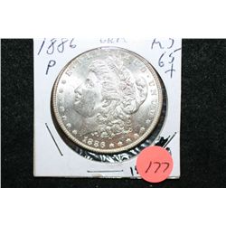 1886 Silver Morgan $1; Gem MS65