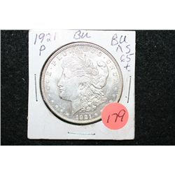 1921 Silver Morgan $1; BU MS65