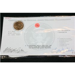 2007 US George Washington Presidential $1 Coin; Grade A+++; Never Circulated