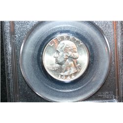 1946 Washington Quarter; PCGS Graded AU58