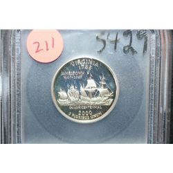 2000-S Virginia State Quarter; ICG Graded PR70 DCAM; Silver Clad